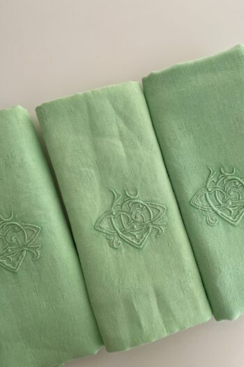 Servilleta de damasco teñida a mano en verde - Imagen 2