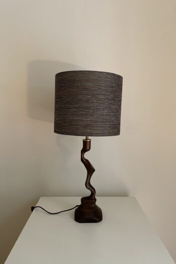 Lámpara de Madera Italiana y Seda - Imagen 2