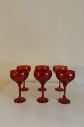 Copas altas de cristal rojo s.XIX Francia - Imagen 2