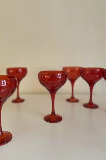 Copas altas de cristal rojo s.XIX Francia
