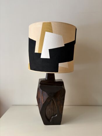 Pareja de Lámparas Brutalistas de Madera. Pantallas del artista Álvaro Picardo - Imagen 4