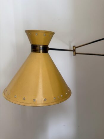 Lámpara de pared articulada Diabolo amarilla de Rene Mathieu para Lunel. Francia 1950s - Imagen 6