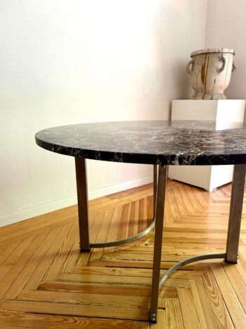 Mesa de mármol Rosso Levanto de Liguria con pie de acero Italia 1980 - Imagen 3