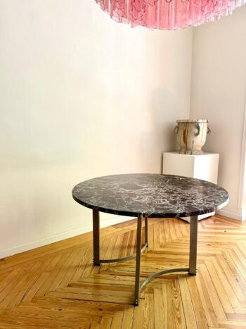 Mesa de mármol Rosso Levanto de Liguria con pie de acero Italia 1980 - Imagen 6